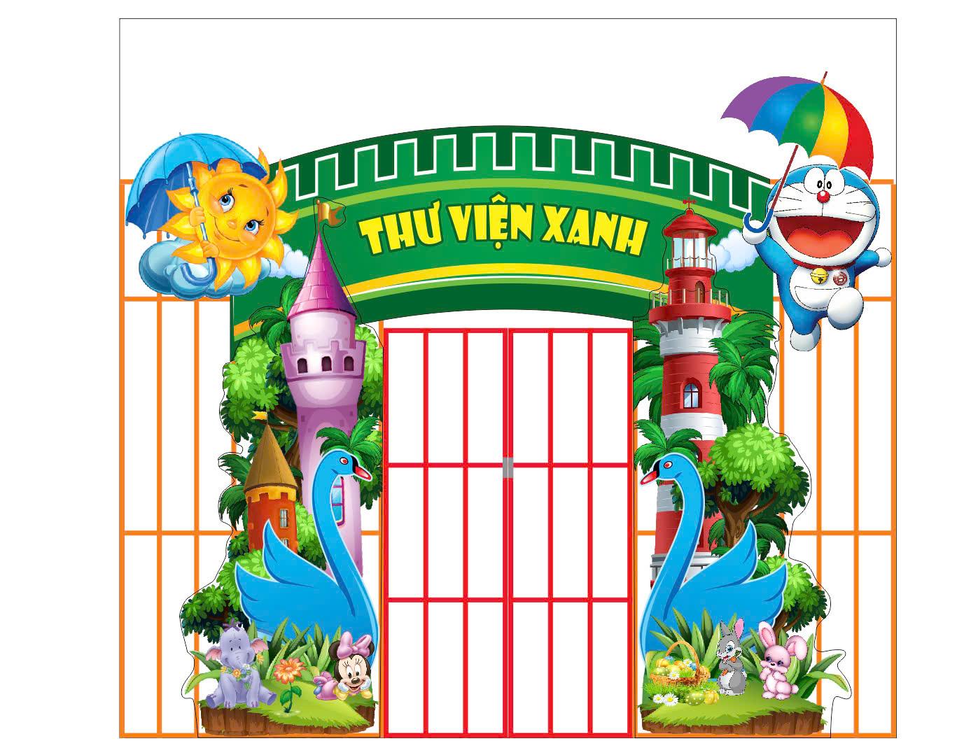 Cổng thư viện Xanh -In Decal cán Alu bế thành phẩm - Trường TH Lai Uyên.jpg